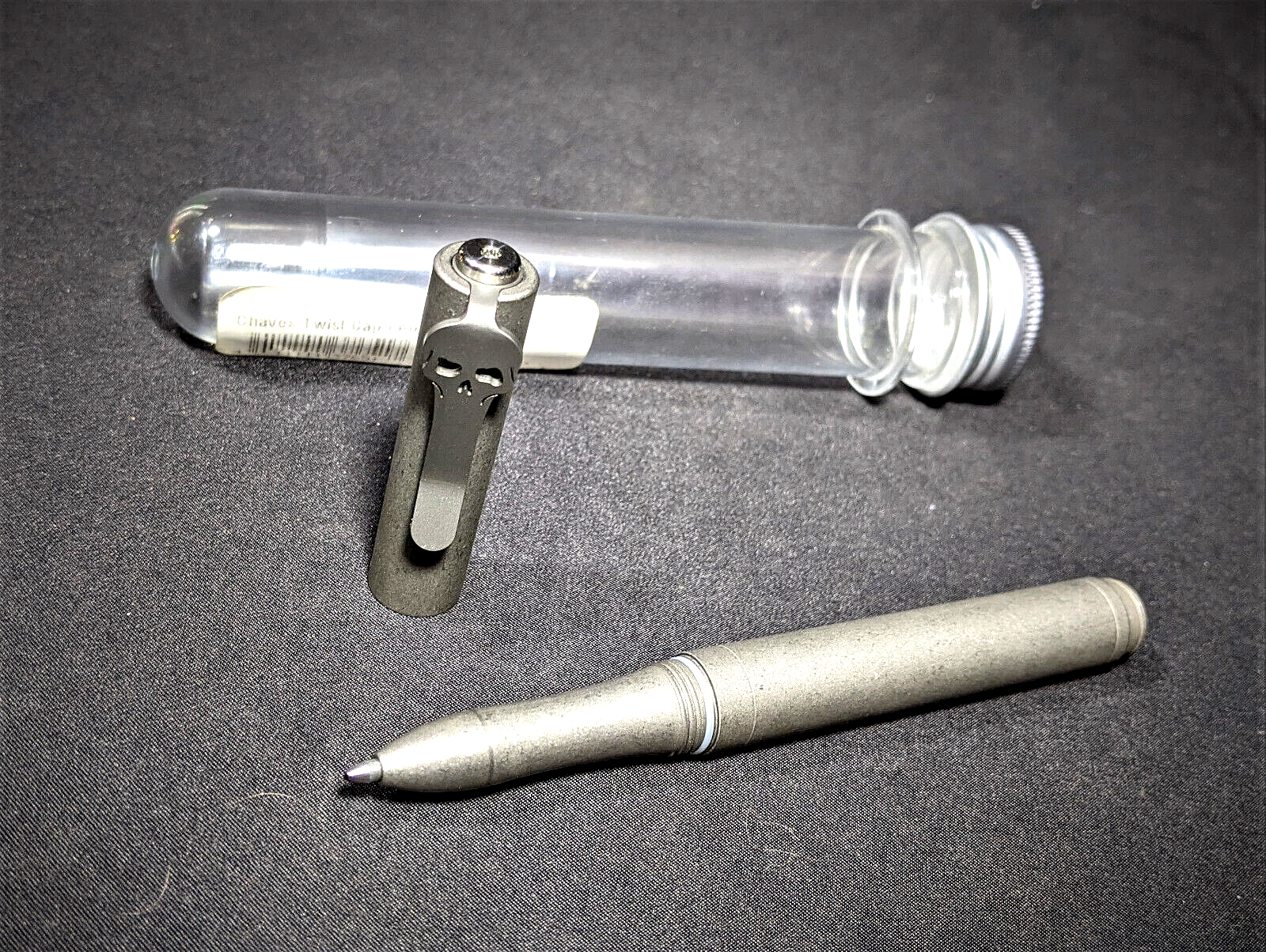 Chaves Grey Titanium Clip Pen With Screw Cap Schmidt Easy Flow Black Ink