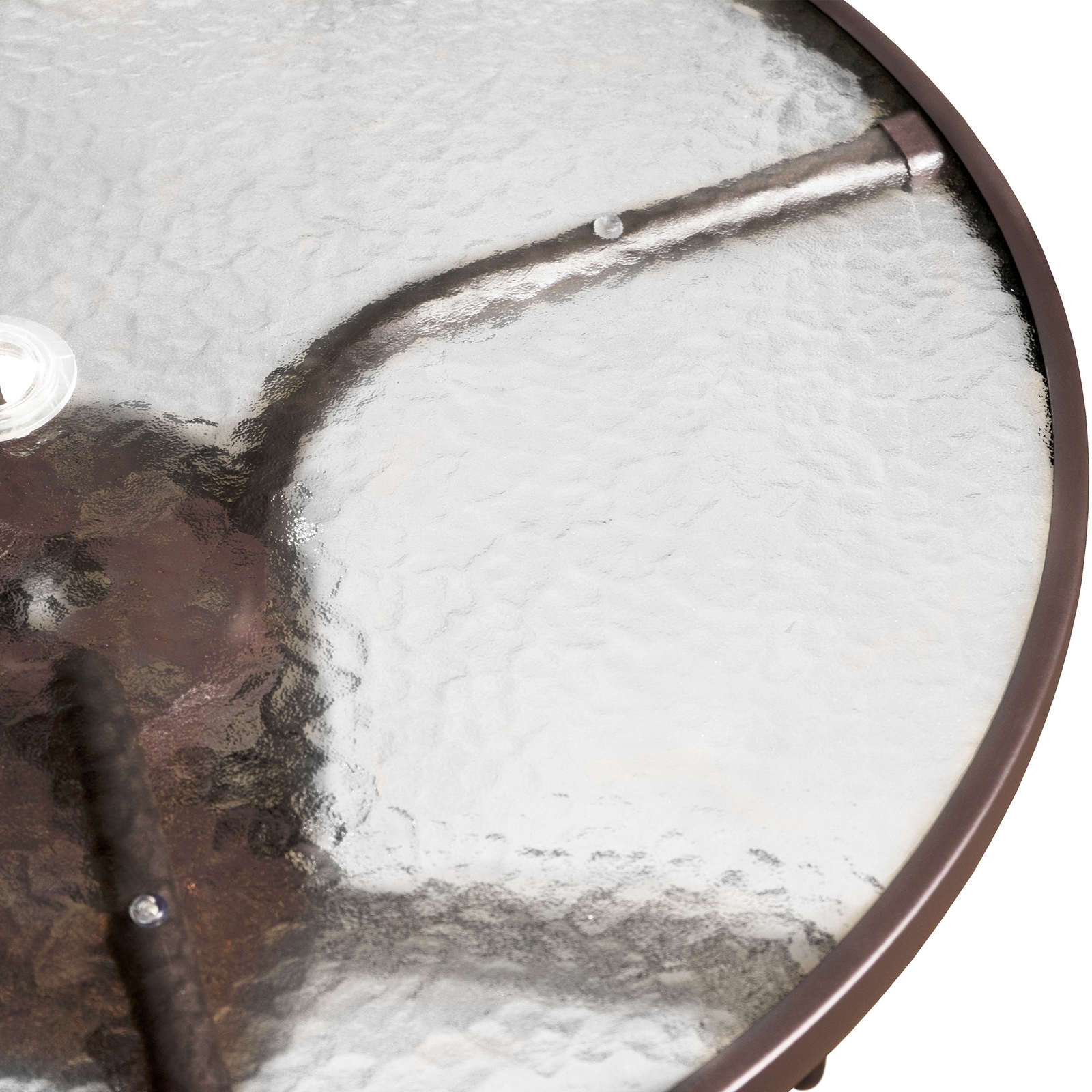 Garden Elements Glass Patio Dining Furniture Round Steel Table, Brown, 31.5"