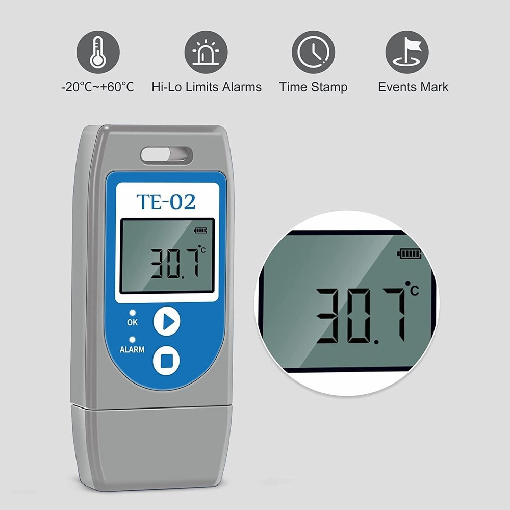 Temperature Data Logger, USB Temperature Data Recorder with PDF & CSV