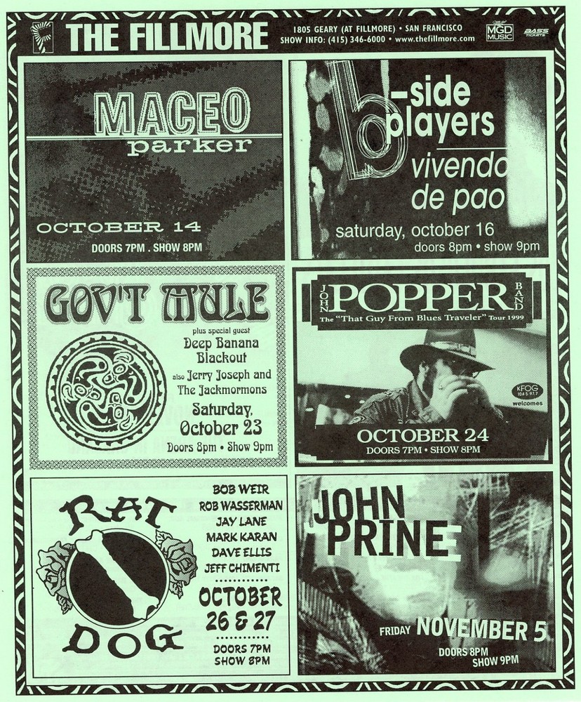 1999 Bridge School Concert Flyer; Neil Young Pearl Jam Brian Wilson The Who