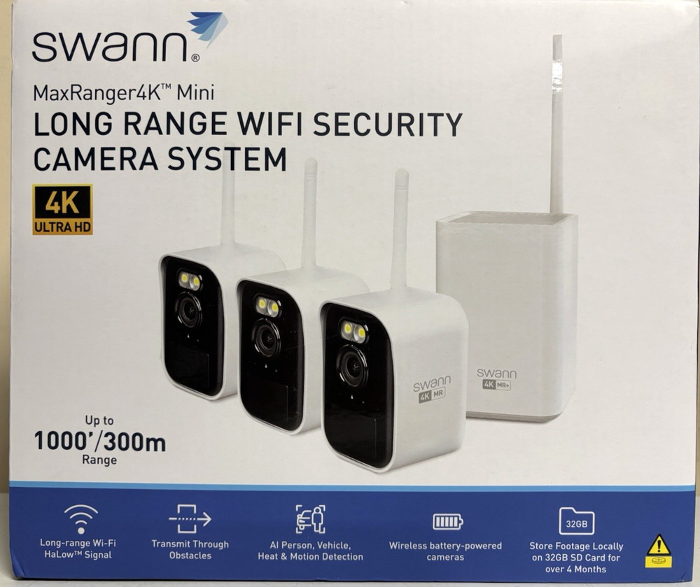 Swann MaxRanger4K Mini Wireless NVR Security System • 3-Pack