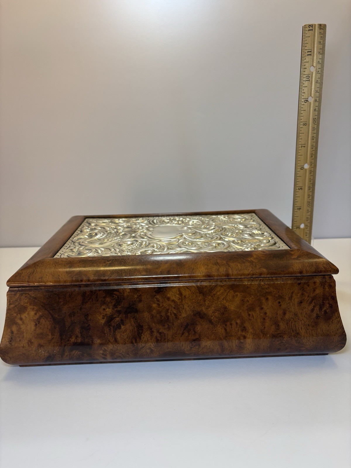 Sterling Silver & Wood Vintage Tea Storage Box Hand Made In Italy Art Collection