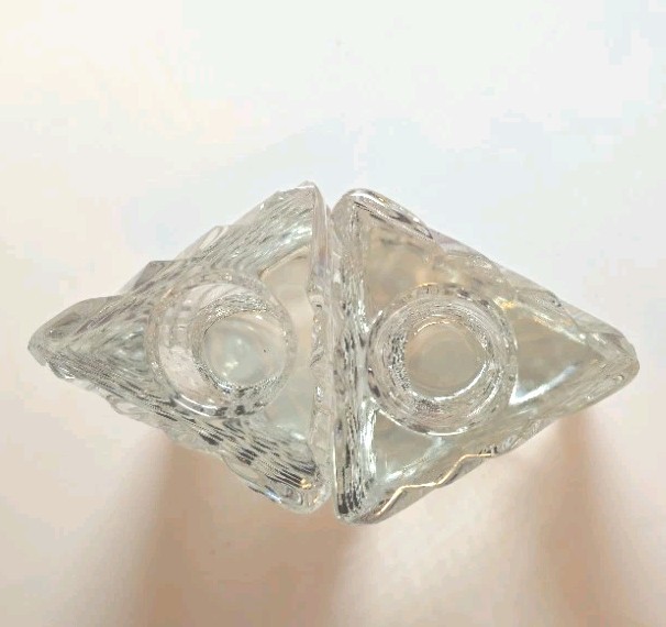 Rogaska Crystal Triangular Candle Holder/ Cut Ribbed Pattern / 5"