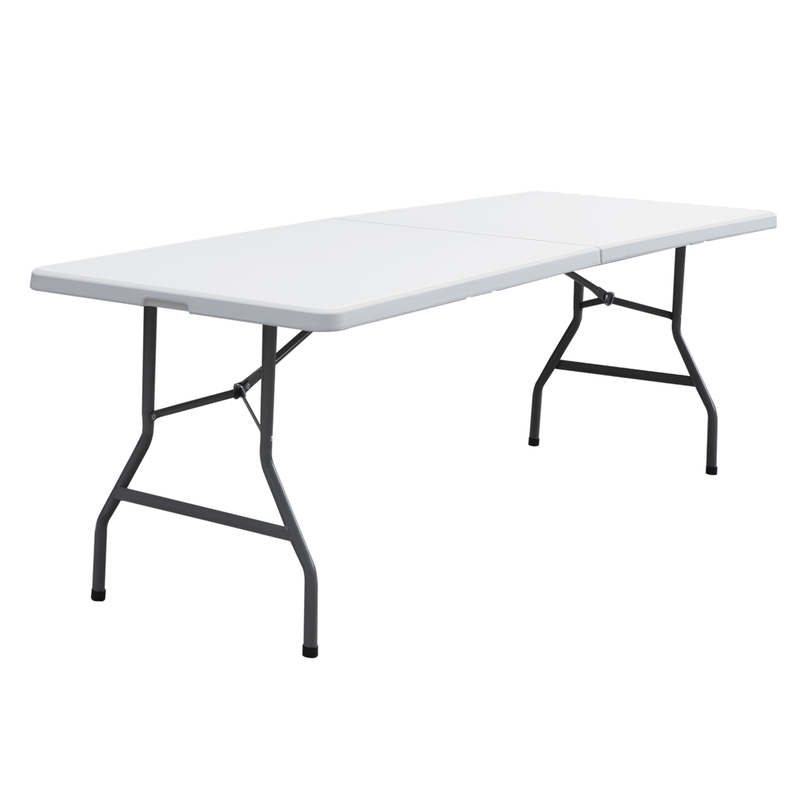 8FT Folding Table Fold-in-Half Plastic Dining Picnic Table for Outdoor w/ Handle