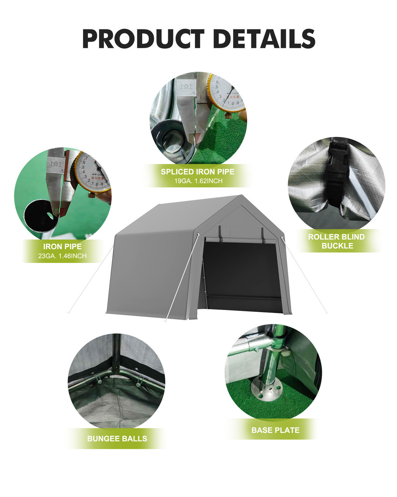 6x8/7x12/10x10/10x15 Outdoor Storage Shelter Shed Carport Canopy Garage Car Tent