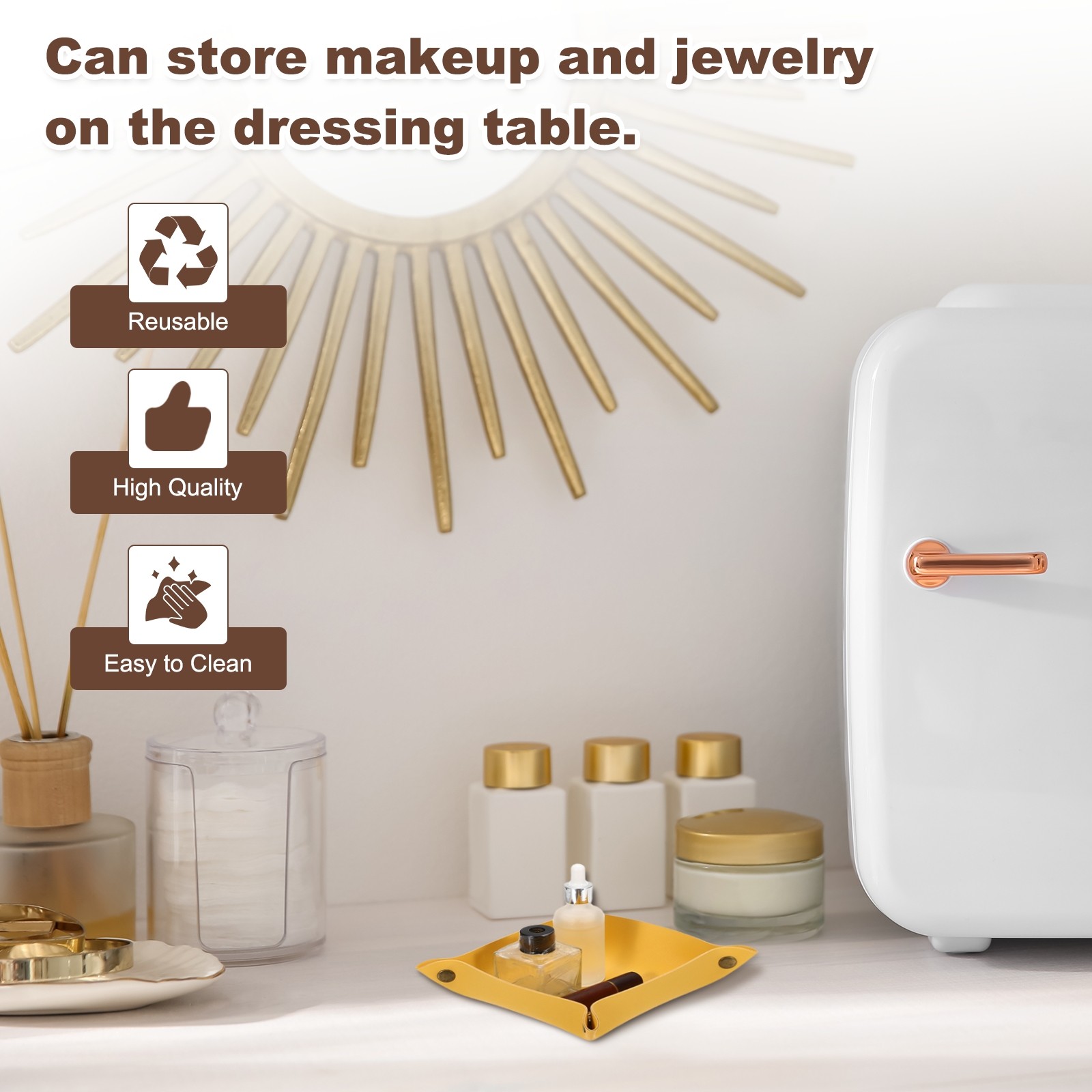 2 Sizes Leather Valet Tray, Folding Jewelry Tray Organizer, Brown