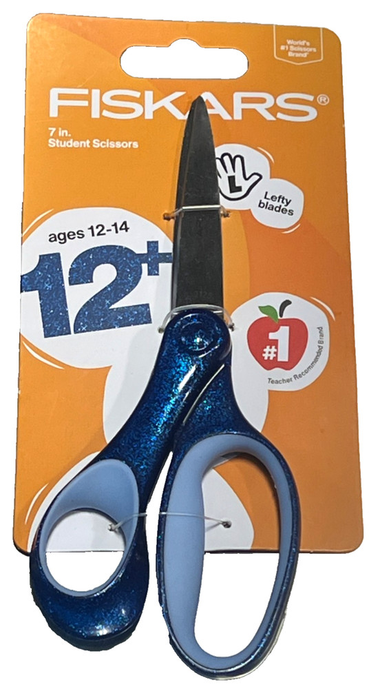 Fiskars Student Scissors 7" Kids 12+ Blue Sparkles