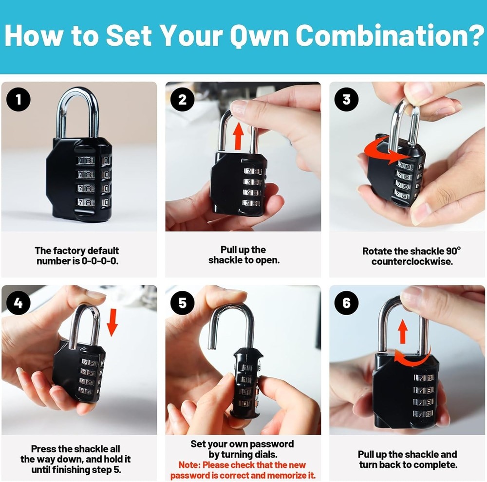 4-Digit Resettable Waterproof Combination Lock - Versatile Security Padlock