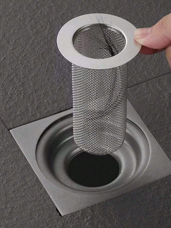 1pc Sink & Tub Hair Strainer – Stainless Pop‑Up Drain Catcher, Prevent Clogs