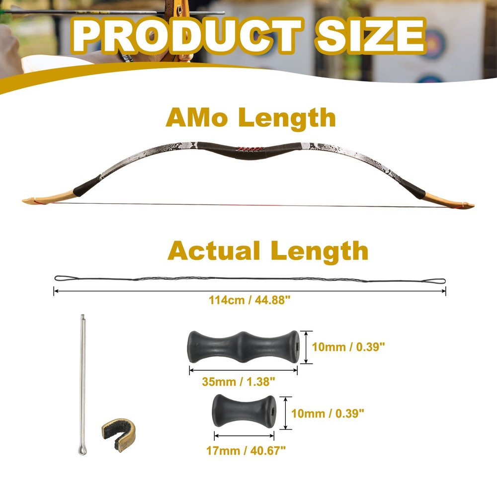 45 Inch Archery Bow String Replacement 12 Strands for Recurve Longbow, Black