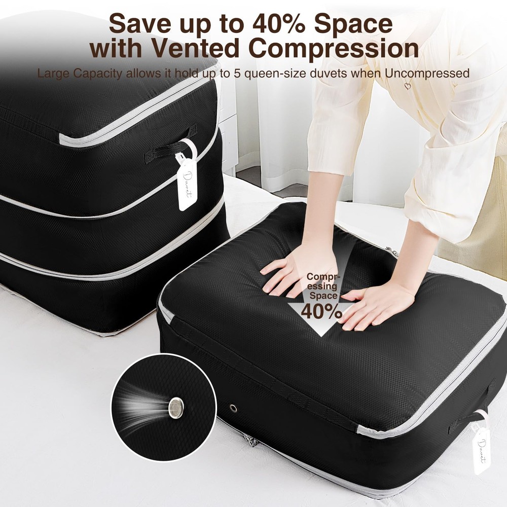 4 Pack Compression Storage Bags - 110L Large Capacity Comforter Storage Bag,