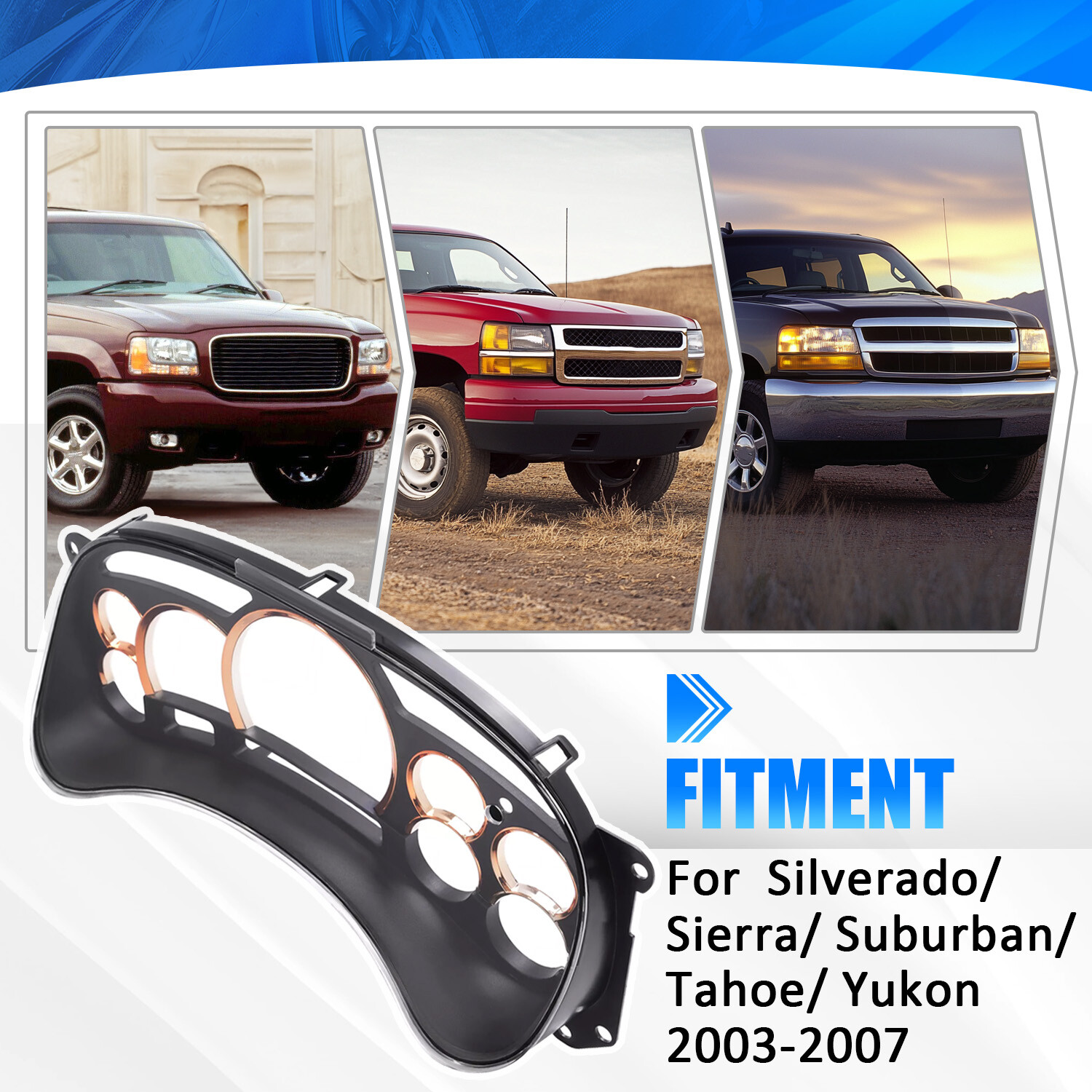 Chrome Instrument Cluster Lens Cover For Tahoe Suburban Sierra Silverado 03-2007