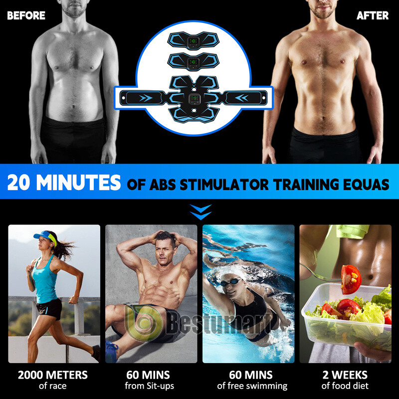 Ultimate EMS AB & Arms Muscle Simulator ABS Training Abdominal Trainer Pad Sets