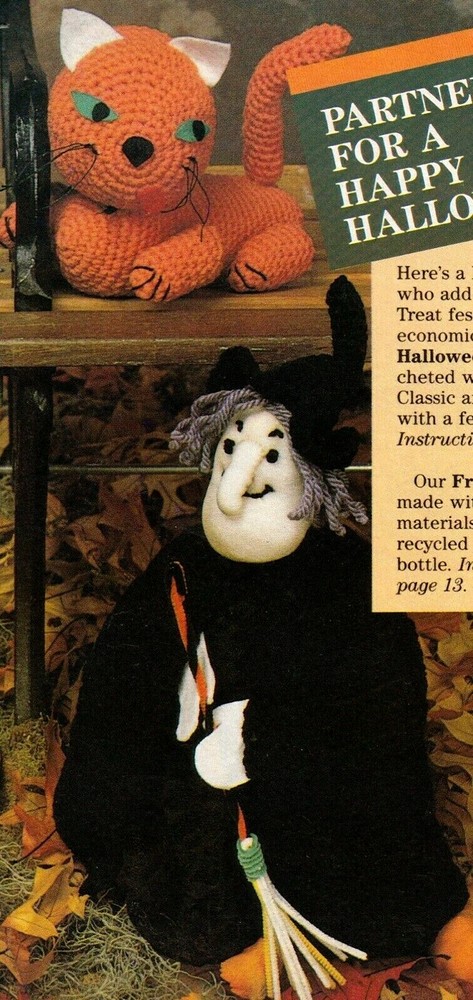 HALLOWEEN Friendly Witch & Cat/Decor/Crochet Pattern INSTRUCTIONS ONLY