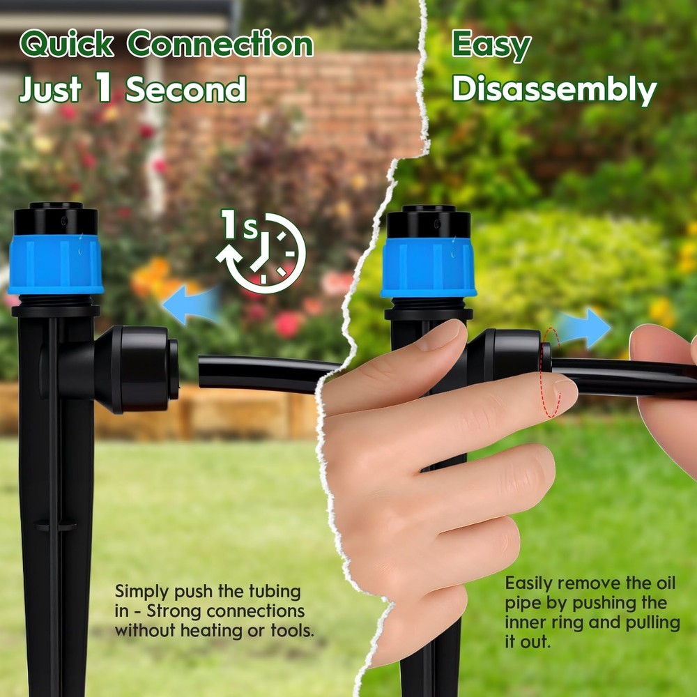 200 FT Quick-Connect Drip Irrigation System Kit, Automatic Garden Watering Mi...