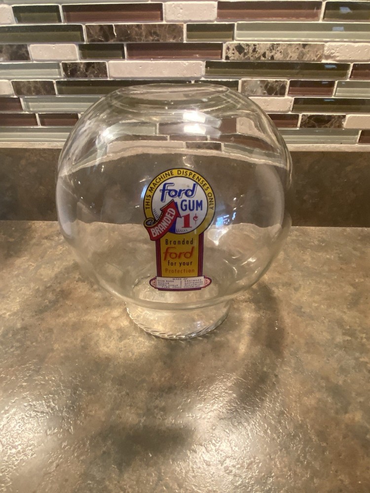 Small 1 Cent Ford Glass Globe Fired Label