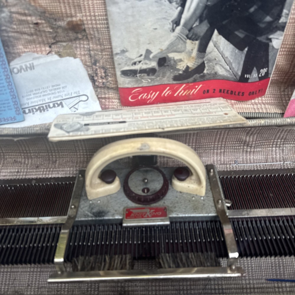 1960 Knitking Model 4500 Knitting Machine, Case, & Paperwork