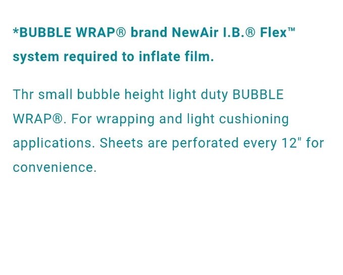 Bubble Wrap Brand- New Air I.B. Small 16" x 3300' With 12" Perf- Uninflated Film