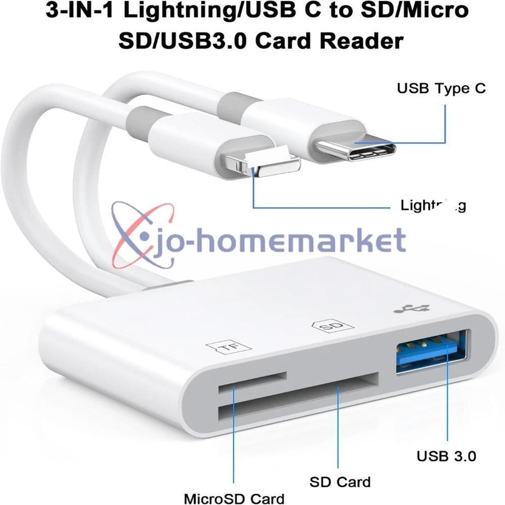 3 in 1 Memory Card Reader USB 3.0 OTG Adapter SD Card Reader For iPhone / iPad