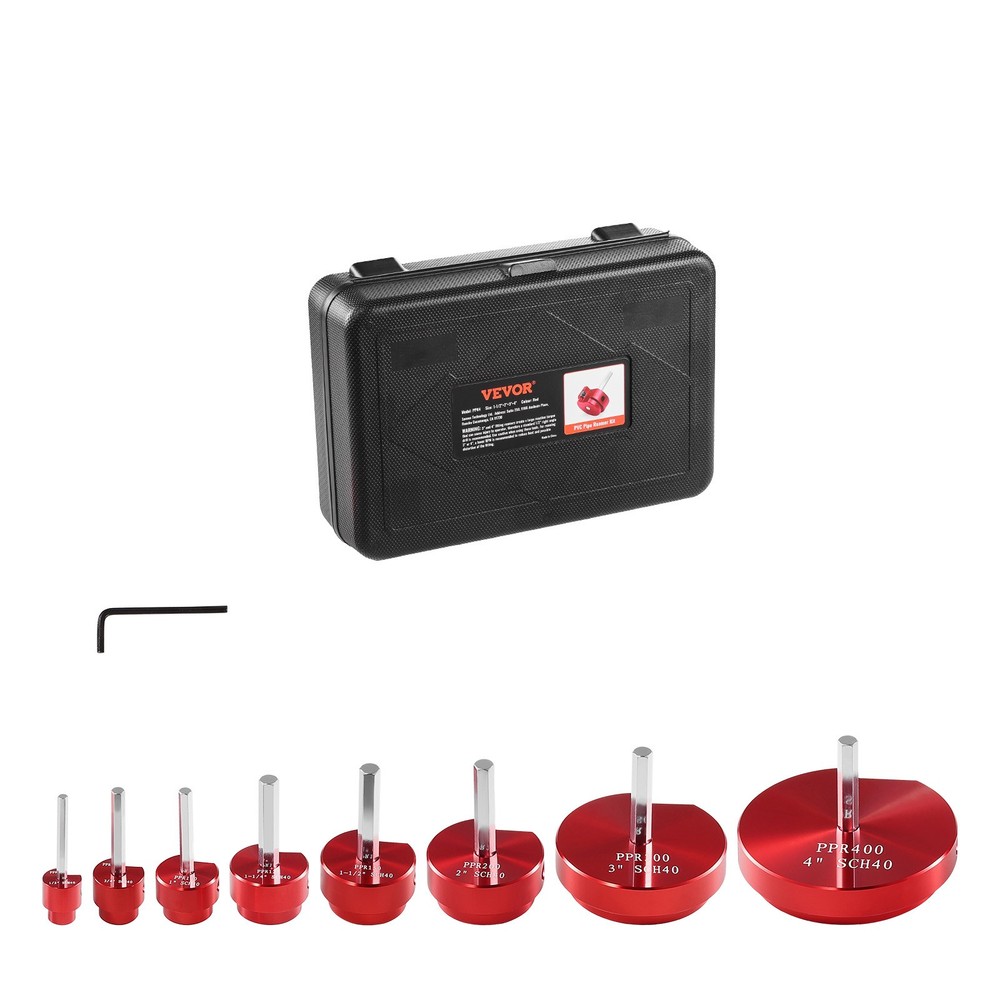 VEVOR PVC Pipe Reamer Kit, 8-Piece, Plastic Pipe Fitting Socket Saver Kit