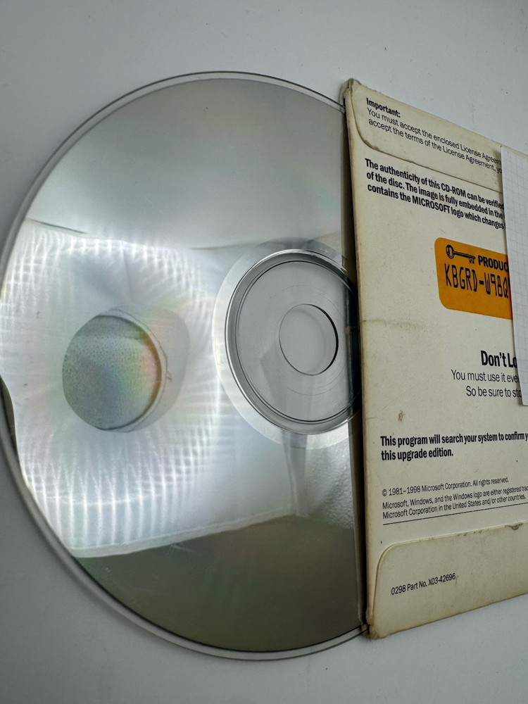 Windows 98 Upgrade CD w/ Product Code