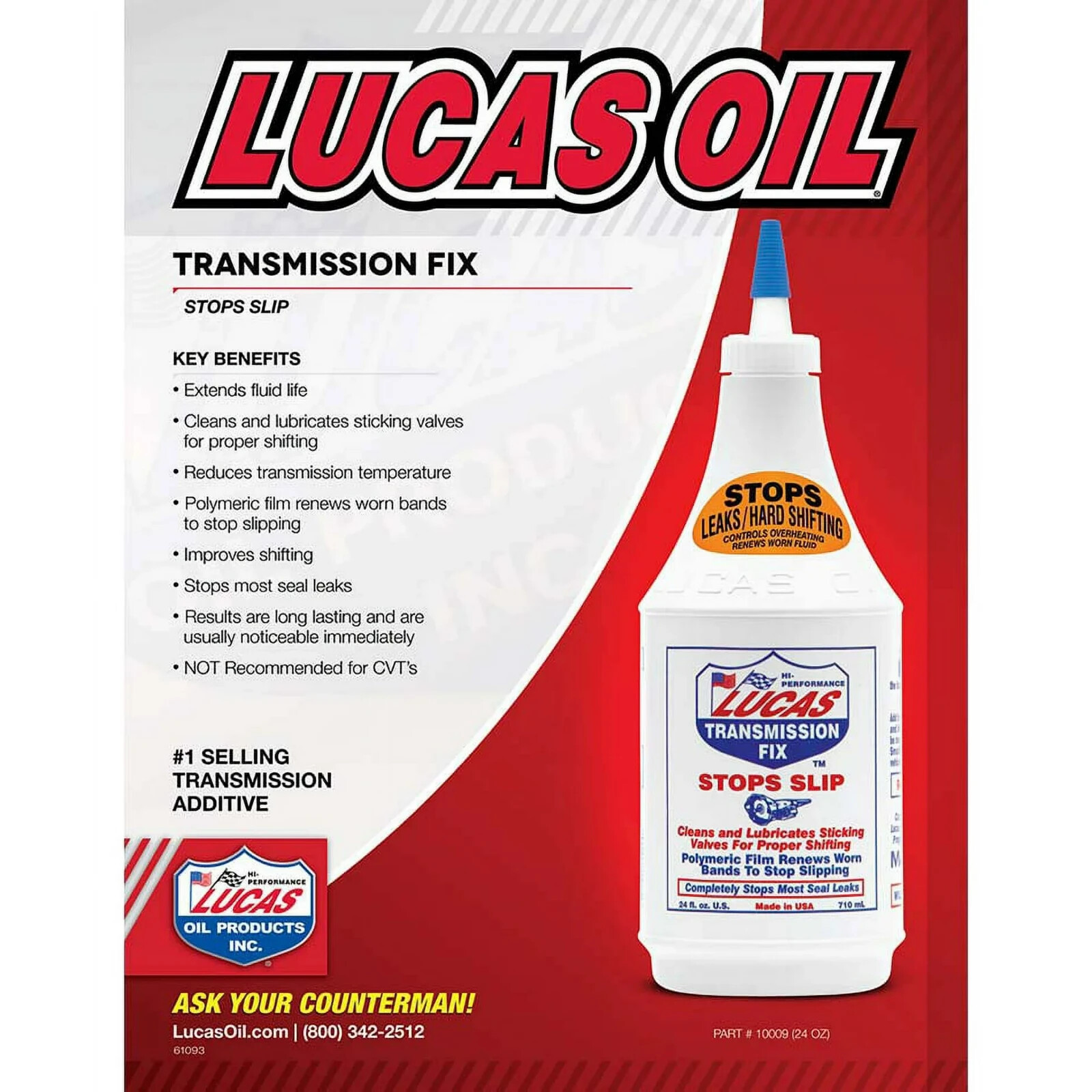 Lucas Oil 10009 Transmission Fix 24 Ounce - Stops Transmission Slips