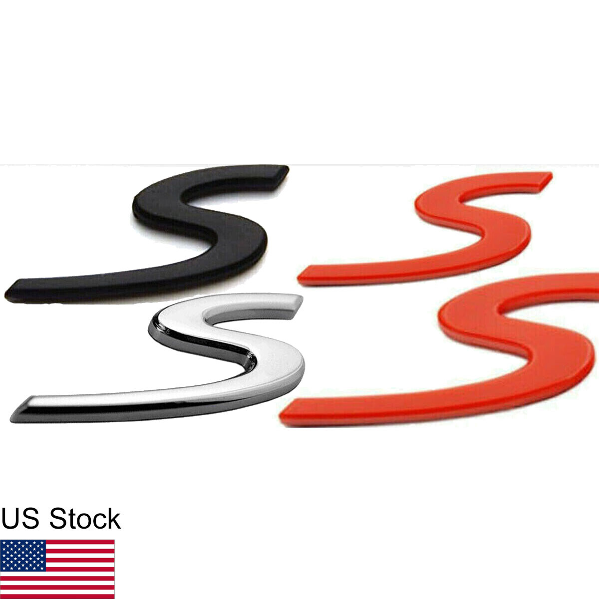 1x Red/Silver/Black S Letter Badge Trunk Emblem ABS