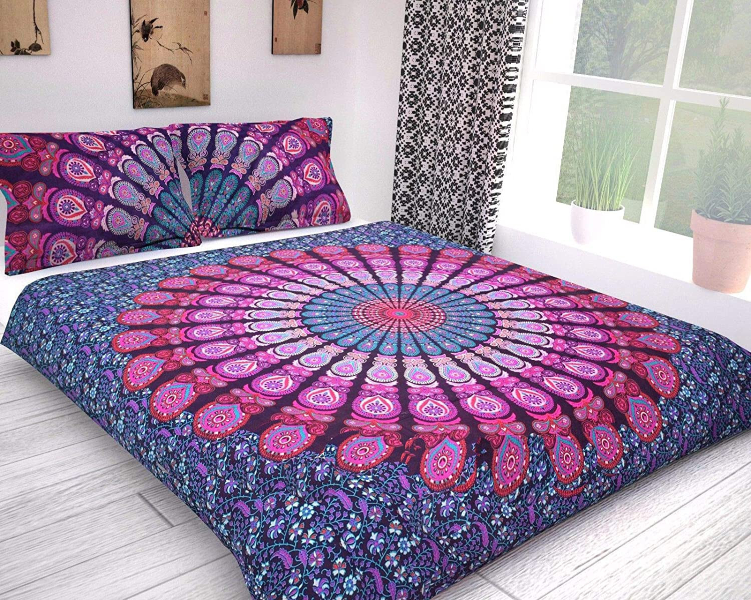 Indian Mandala Bedding Set Queen Size Bed Sheet Bedspread With 2 Pillow Covers