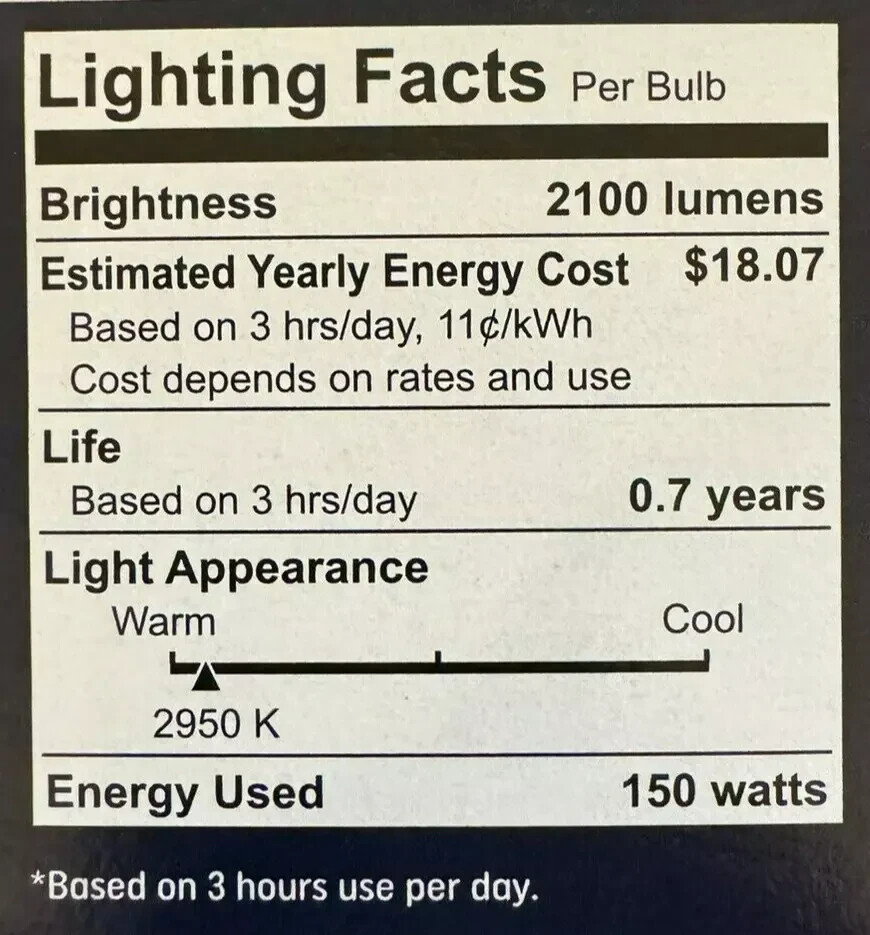 2 GE Reveal HD+ 150W Frosted A21 Light Bulbs w/Standard Medium Base