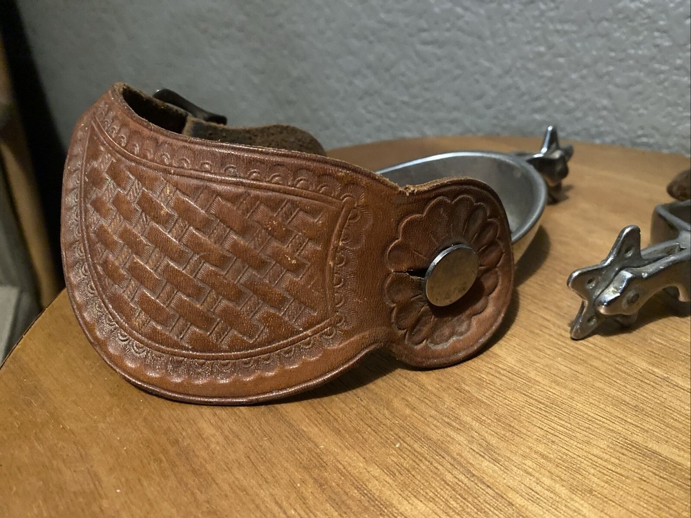 Vintage Spurs Hand Tooled Leather