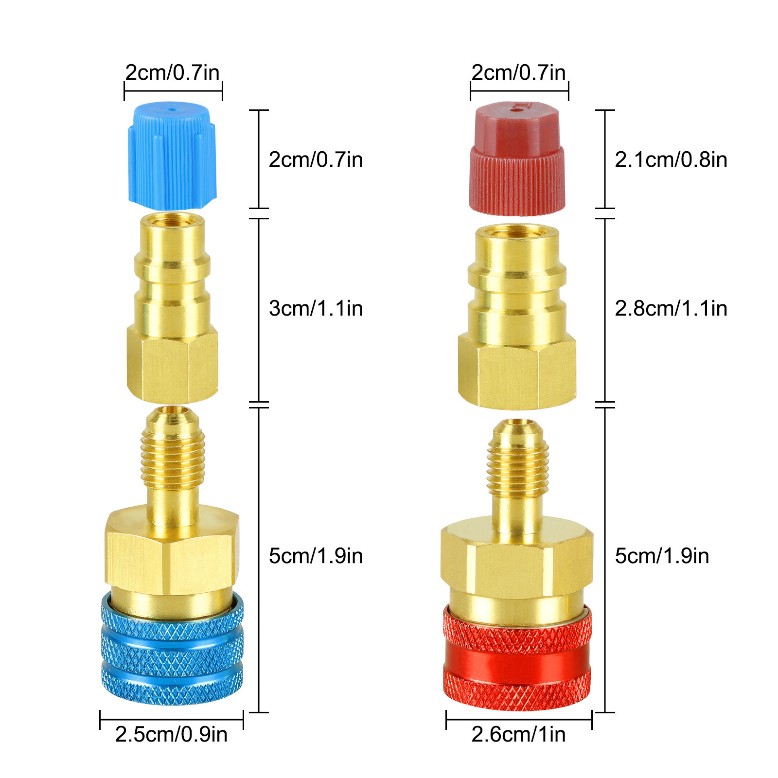 R1234YF to R134A Adapter Kit Quick Couplers High/Low Side Conversion for Car A/C