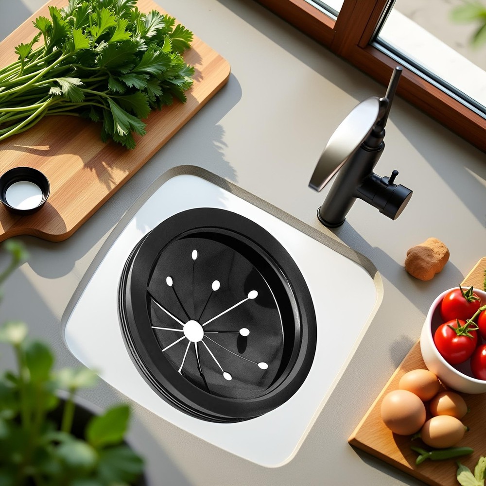 Black 3-Inch Garbage Disposal Splash Guard - Kitchen Sink Baffle Covers for...