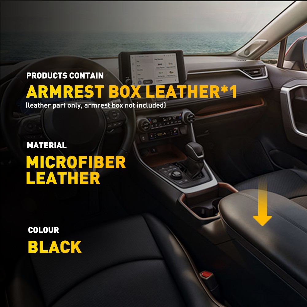 Fit 2019-2025 Toyota RAV4 Center Console Lid Armrest Cover Panel Leather Black V