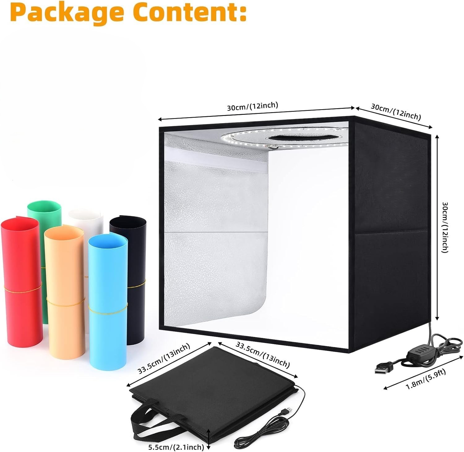 12"x12"x12" Photo Studio Light Box Photography, Desktop Tripod & 120 LED(CRI95)