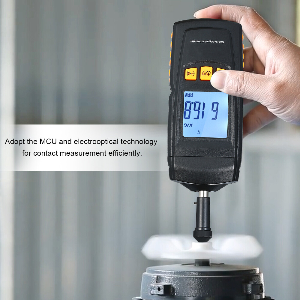 Digital Contact Motor Tachometer LCD Speedometer Rotate Speed Meter Data Hold US
