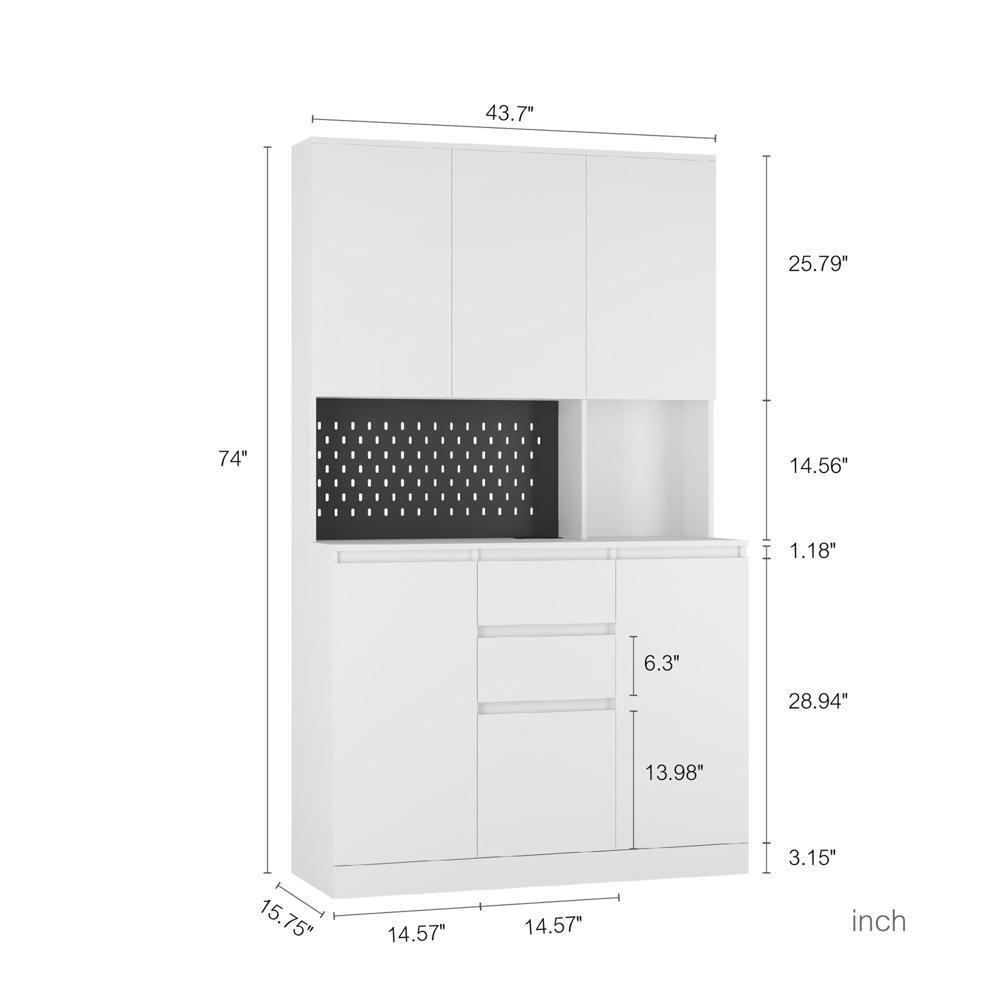 White Modern Freestanding Sideboard with Charging Station