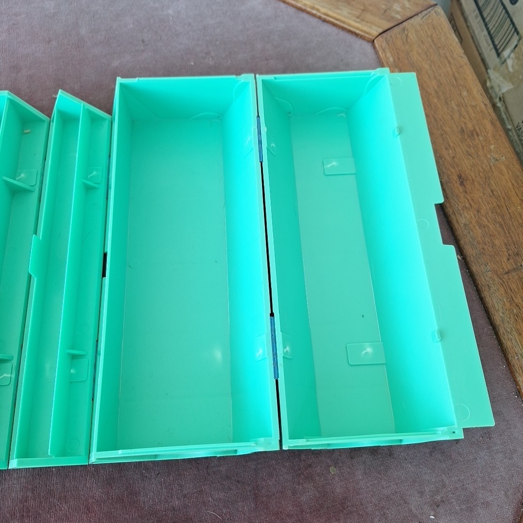 Vintage Rolykit Green Blue Tool Box Craft Fishing Sewing Organizer Portable