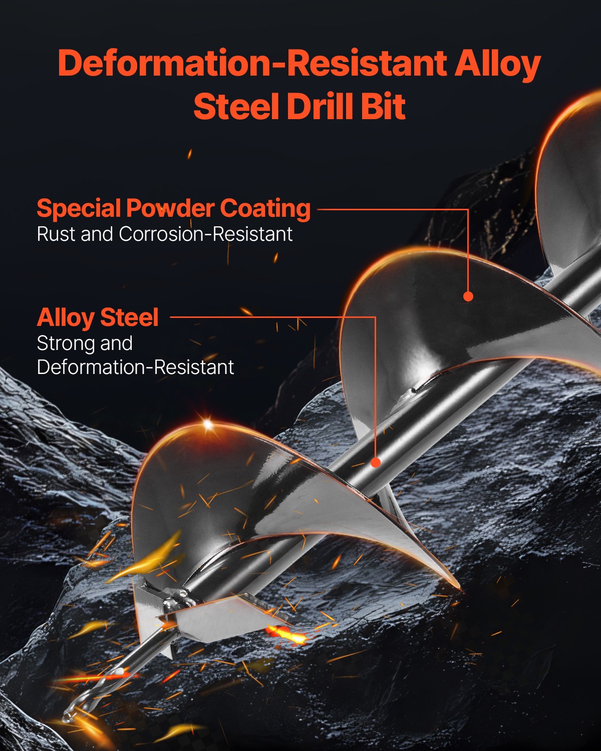 VEVOR 1500W Electric Post Hole Digger 5.71" Earth Auger Bit with Extension Bar