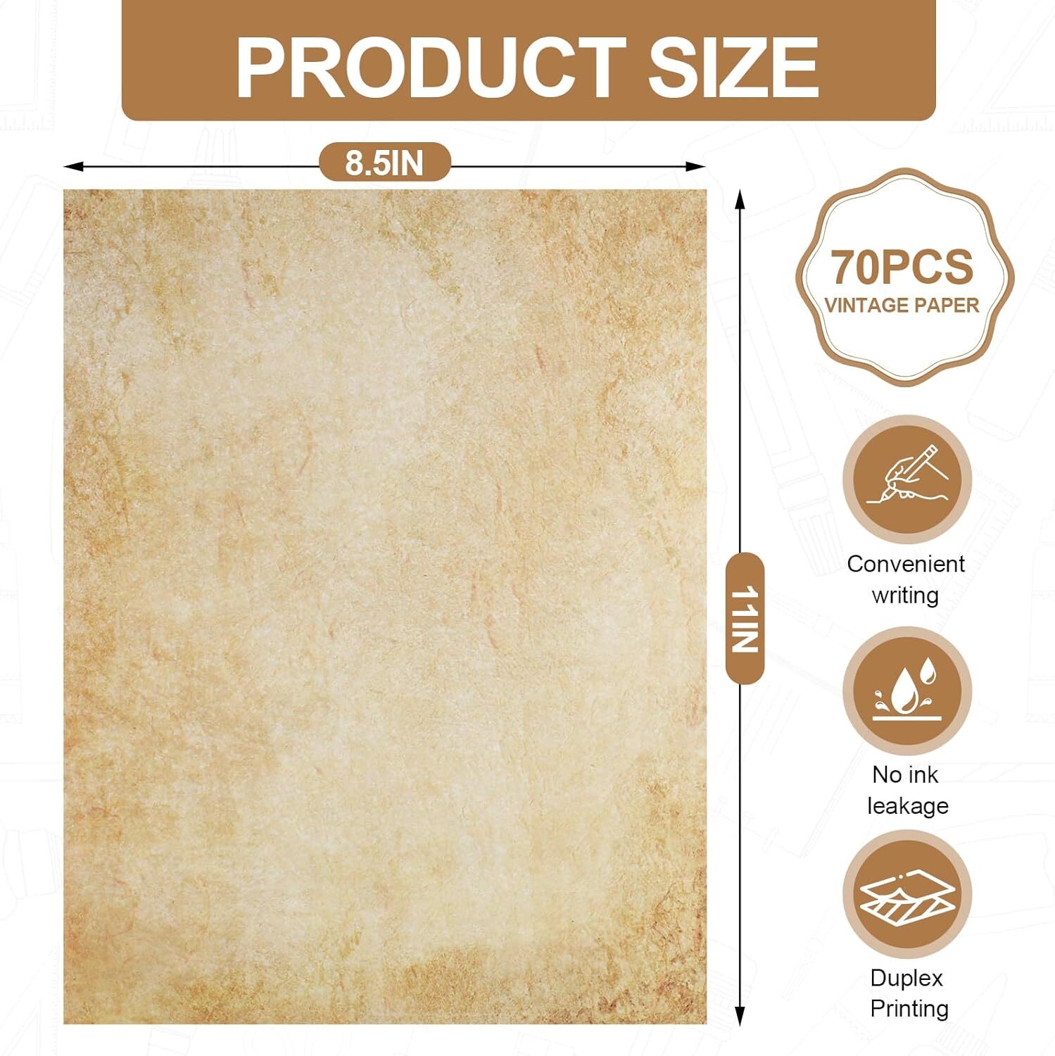 70PCS Vintage Paper 8.5 x 11 in Parchment Paper for Writing Letter wr...