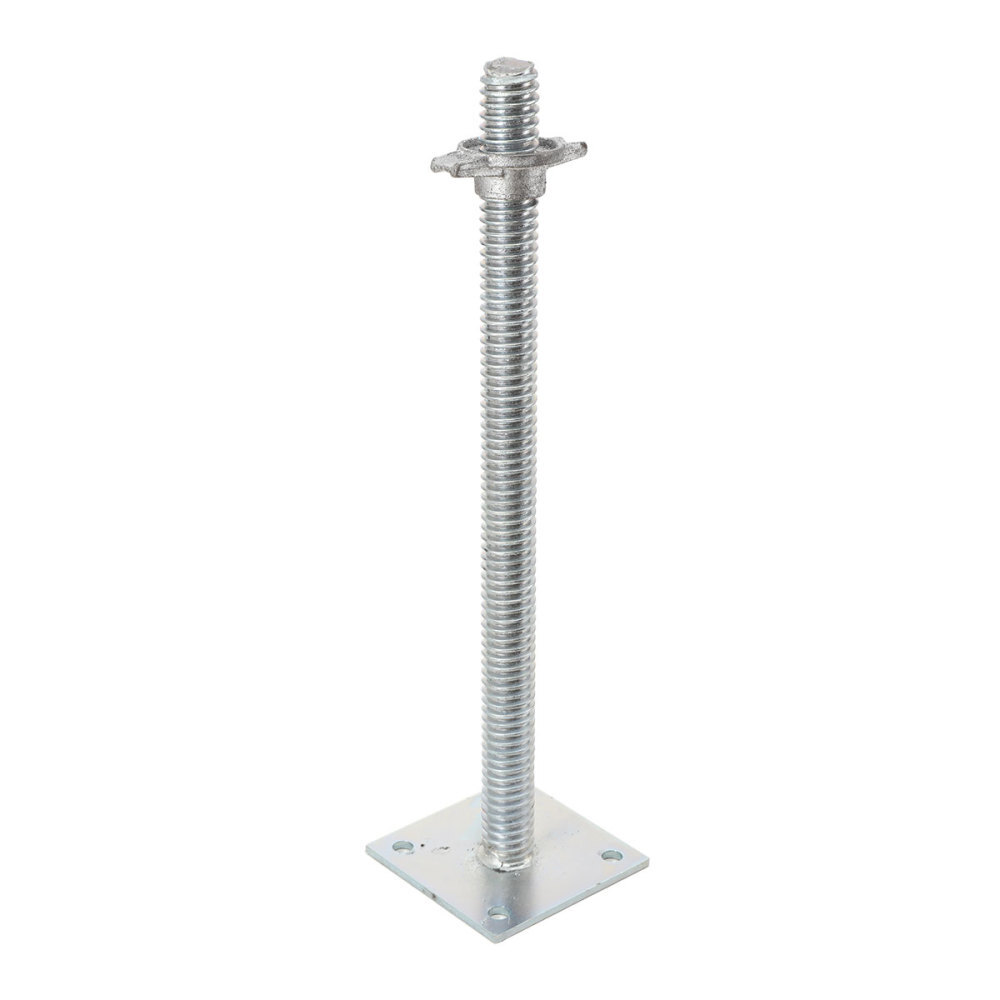 4 Pack 18" Scaffolding Leveling Jack with Base Plate Screw Solid Stem Adjustable