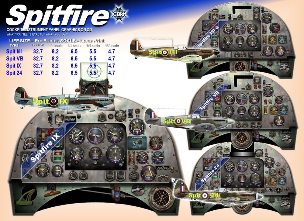 SPITFIRE  COCKPIT instrument panel CDkit