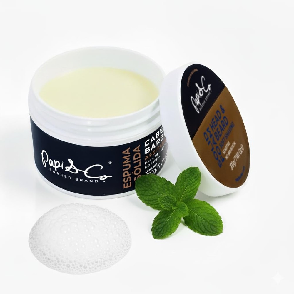 Papi & Co. Head & Beard Soft Shaving Solid Foam – Lightly Scented Shaving...