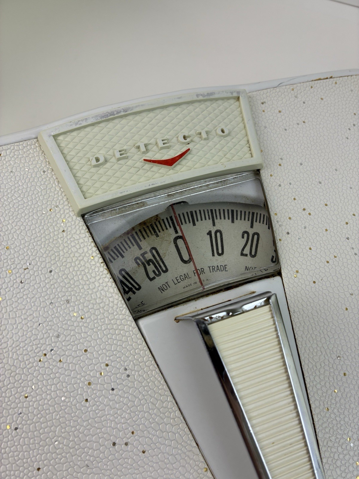 Art Deco Detecto Bathroom Scale White Gold Speckles Vintage Weight Scale