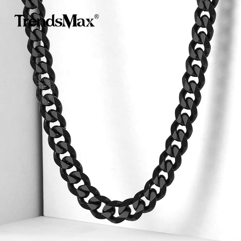 Men's Black Stainless Steel Cuban Necklace Curb Chain 3/5/7/9/11mm Wide Jewelry