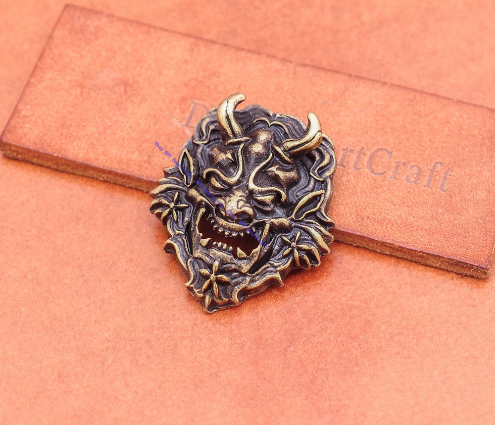 6x Retro Brass Japanese Ghost Devil Oni Demon Leathercraft Accessories Conchos
