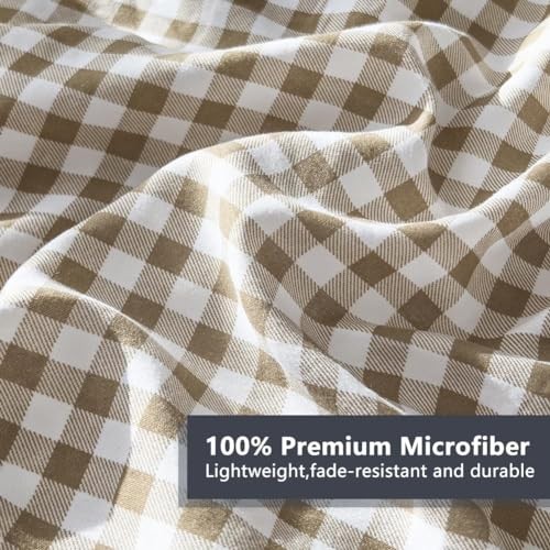 Comforter Set Size Bedding Comforter Sets, Brown Grid Bed King Tan Gingham