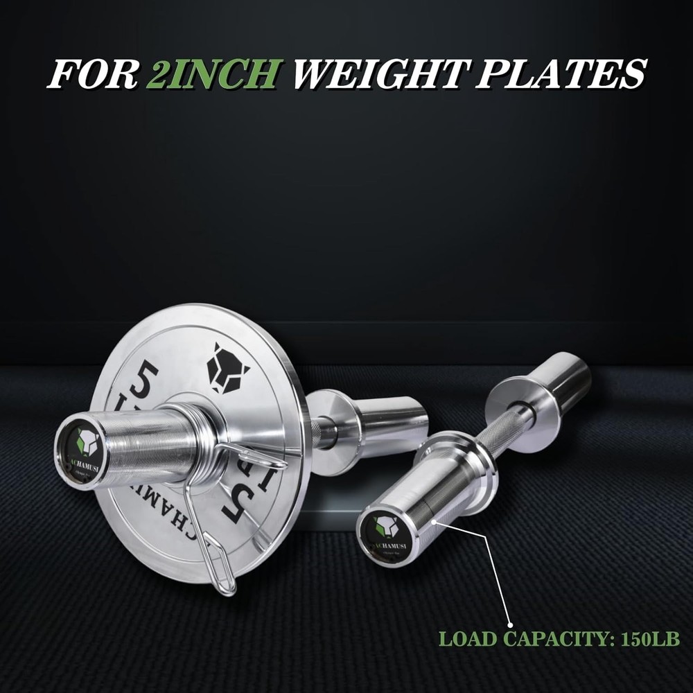 16" Olympic Dumbbell Handle Pair - Solid Adjustable Dumbbell Bars With Spring Co
