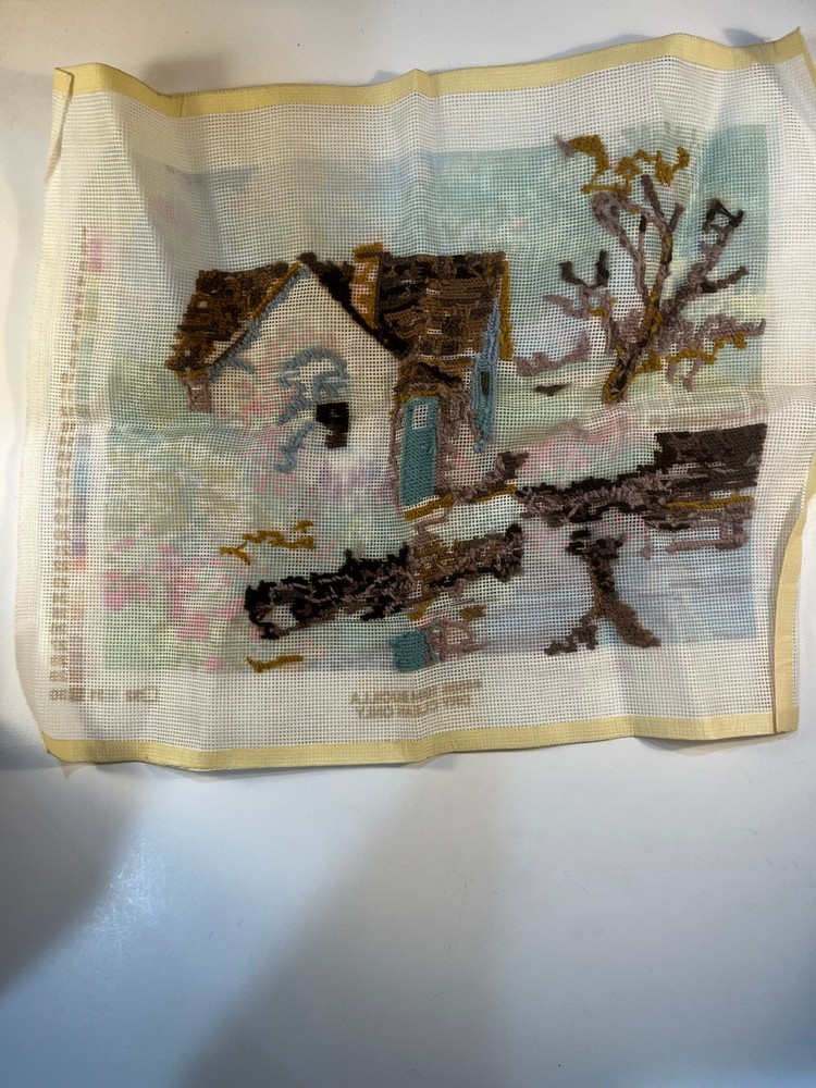 Bucilla Needlepoint Kit #4686 "Shepherd's Cottage" - Started