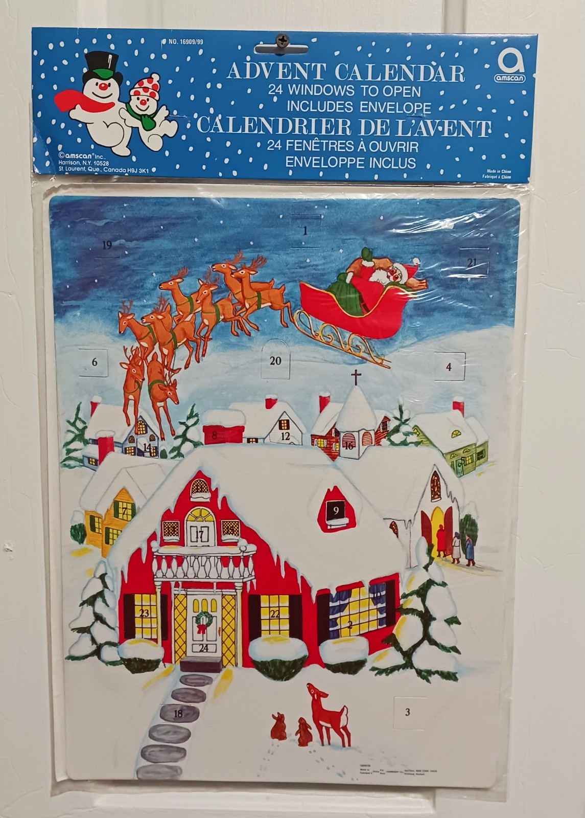 Vintage Christmas Santa Reindeer Village Advent Calendar