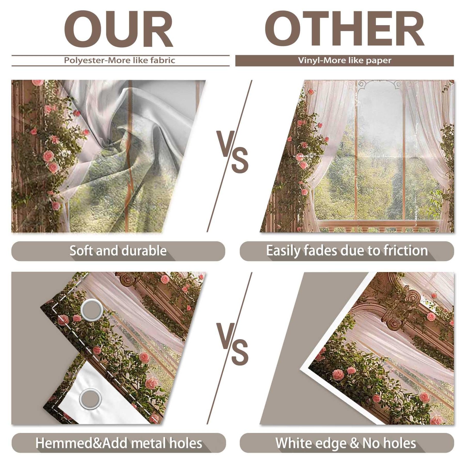 7x5ft Fabric Spring Window Scenery Photography Backdrop Pink Floral Green For...